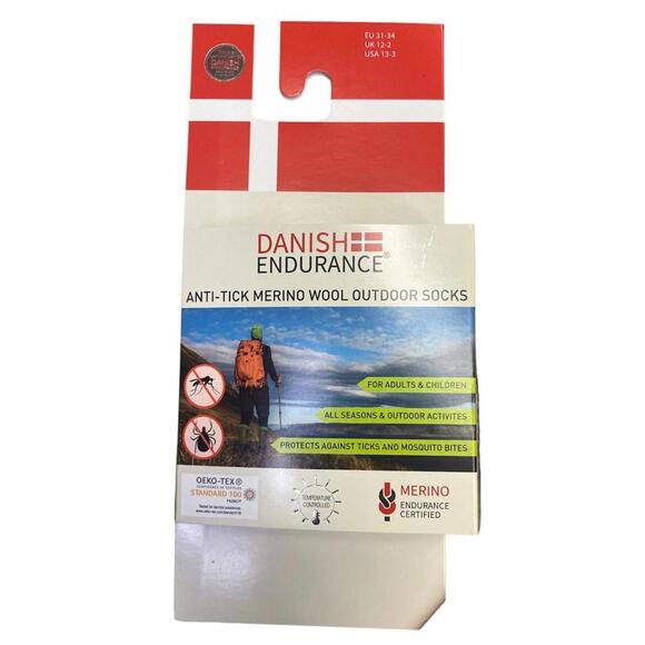 Danish Endurance Merino Wool Anti-Tick/Mosquito Socks USA 13-3 Fuschia/Orange - Picture 5 of 5